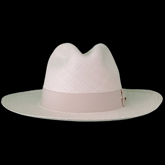 M.A.M.A. - Fedora Women\'s Straw White Hat, Light Beige Ribbon main image 6